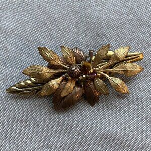 Stunning Cara Stimmel Ltd, Leaf Brooch, Autumnal, Mixed Metals w/ Beads, Vintage